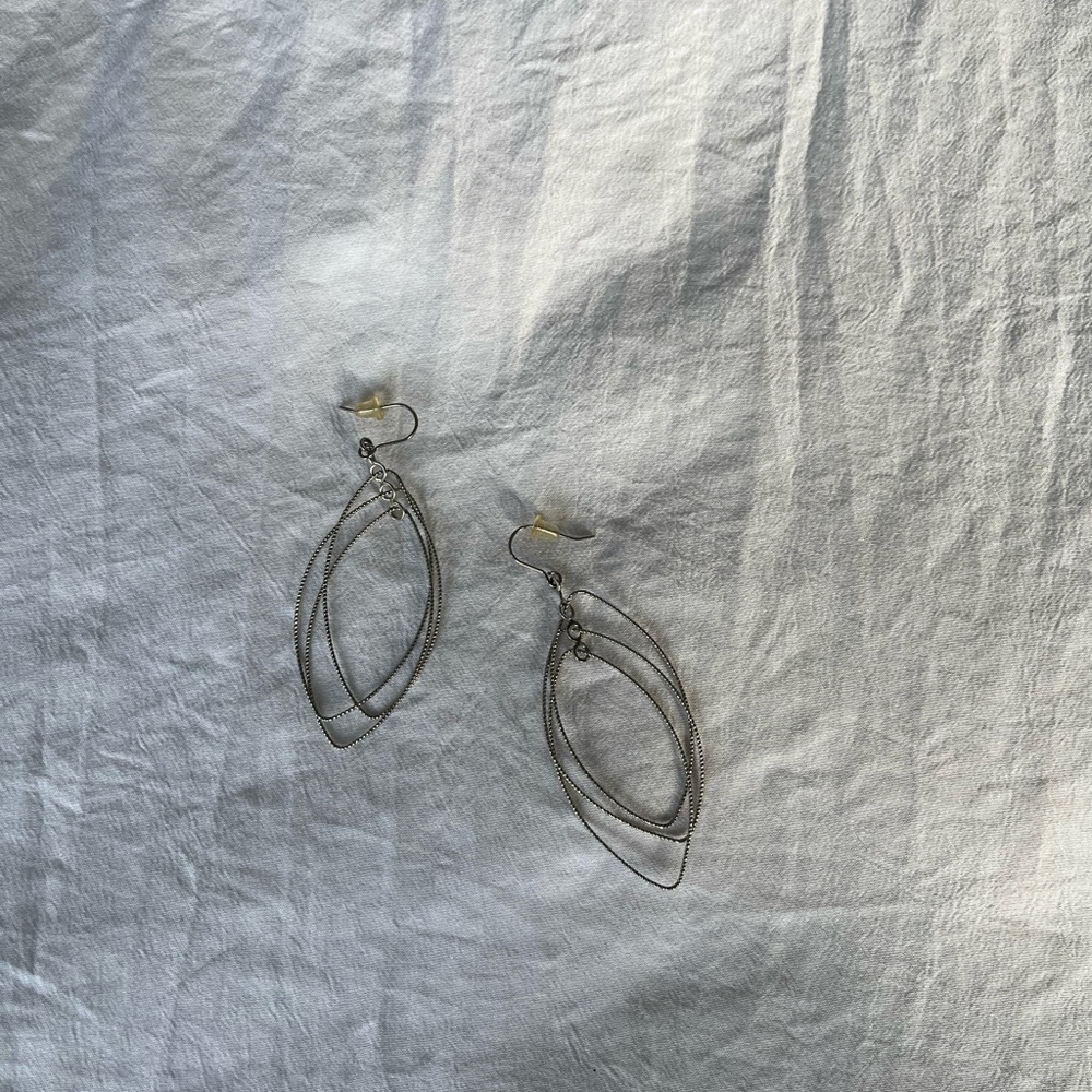 Silver Layered Teardrop Drop Earrings - Women Jewelry